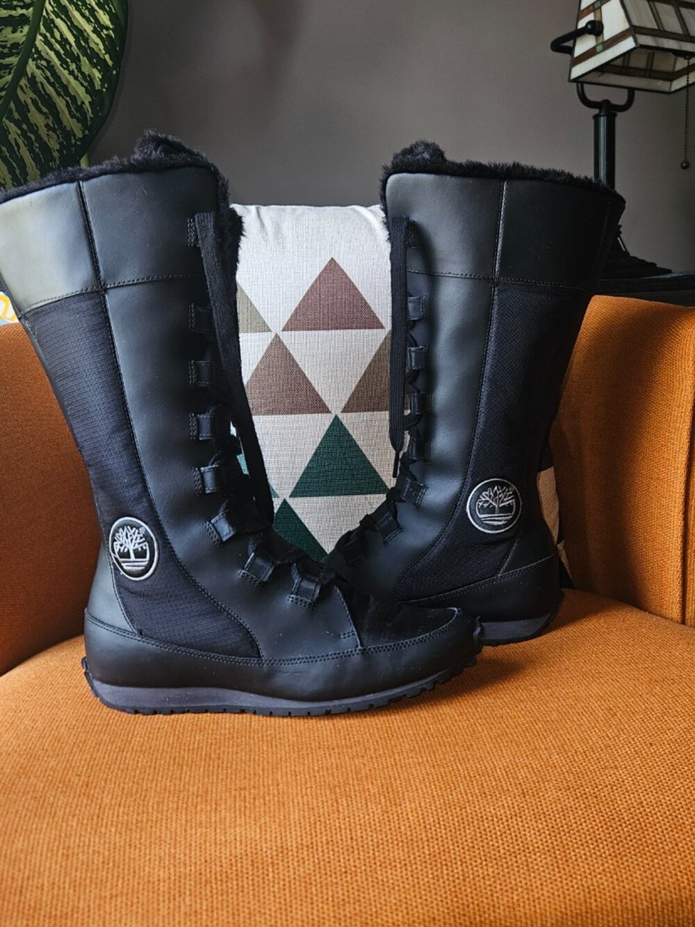 TIMBERLAND Grammercy Women's Tall Lace-Up Boots Black Sz 8 EUC